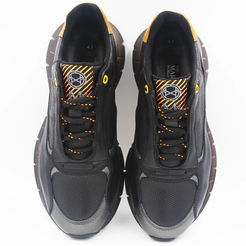 Männer Schwarz Echtes Leder Sneaker MRC12485