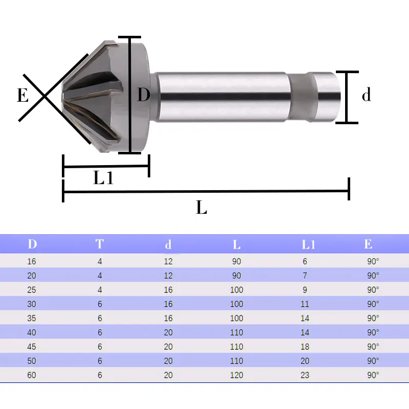 Straight Shank YG8 Alloy Chamfering Cutter 90 Degrees Chamfer End Mill Cutter Chamfering Countersink Drill Bit