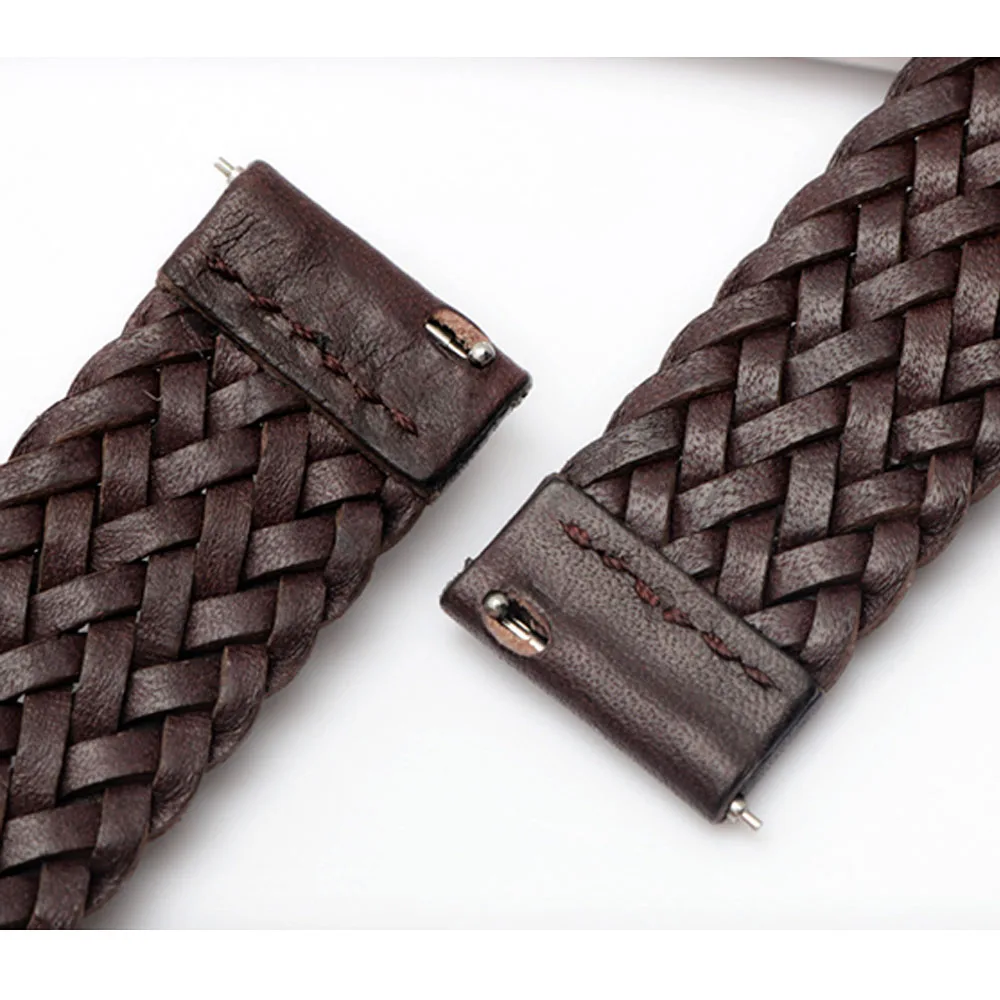 20mm 22mm 24mm Genuine Leather Braided Watch Strap Men Women Universal Quick Release Cowhide Wrist Band Bracelet Accessories