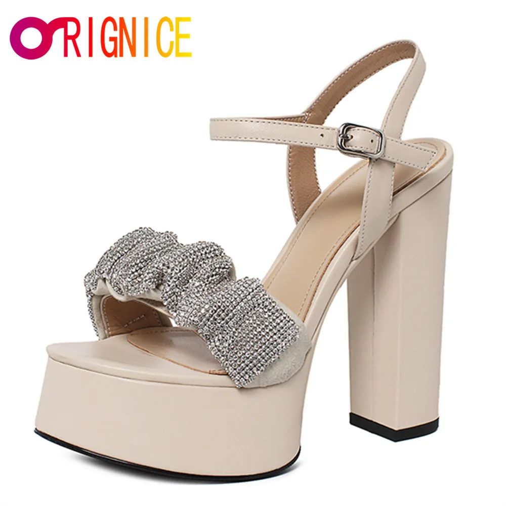 

Orignice Plus Size 34-41 Platform Women Wedding Shoes Summer Black Apricot High Heels Elegant Party Office Gladiator Sandals