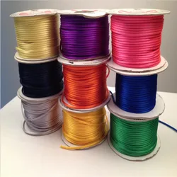 Cuerda trenzada de macramé para fabricación de pulseras, cordón de hilo de seda de 2MM, nudo chino, para hacer pulseras de satén, abalorios, 10-225 metros