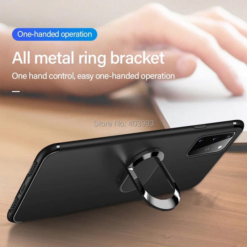 Case For ZTE Axon 40 Ultra Metal Ring Holder Magnetic Silicone Phone Case On  For ZTE Axon 40 Ultra A2023P