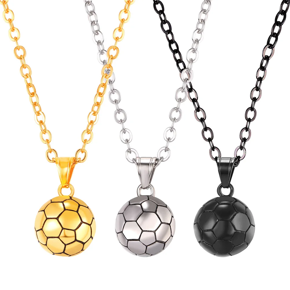 

ChainsPro Football Sport Pendant 316L Stainless Steel Gold/Black Color Ball Necklace Women Wholesale Sports Gym Men Jewelry P090