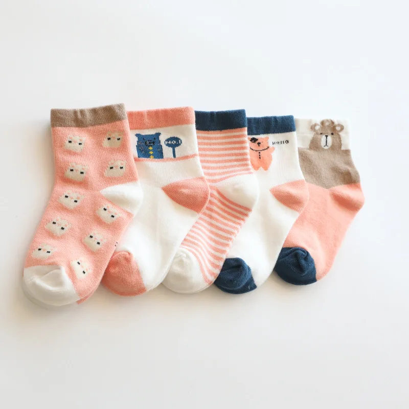 5 Pairs/Lot Children\'s Soft Cotton Socks Boy Girl Baby Cute Cartoon Teen Fashion Warm For 1-12 Years Autumn Winter New Kids Sock