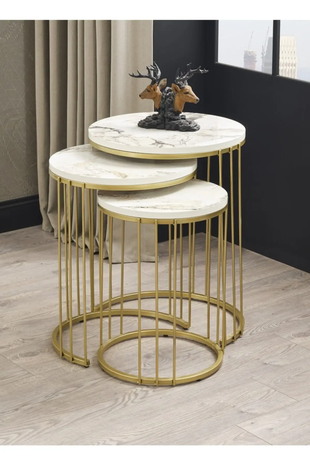 Venus Metal Toe Gold Marble Pattern Zigon Coffee Table