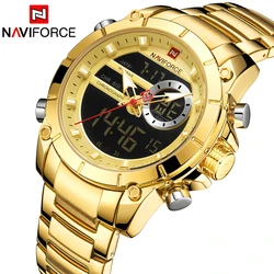 NAVIFORCE Sport hommes montres mode belle montre-bracelet numérique à Quartz en acier étanche double affichage Date horloge Relogio Masculino