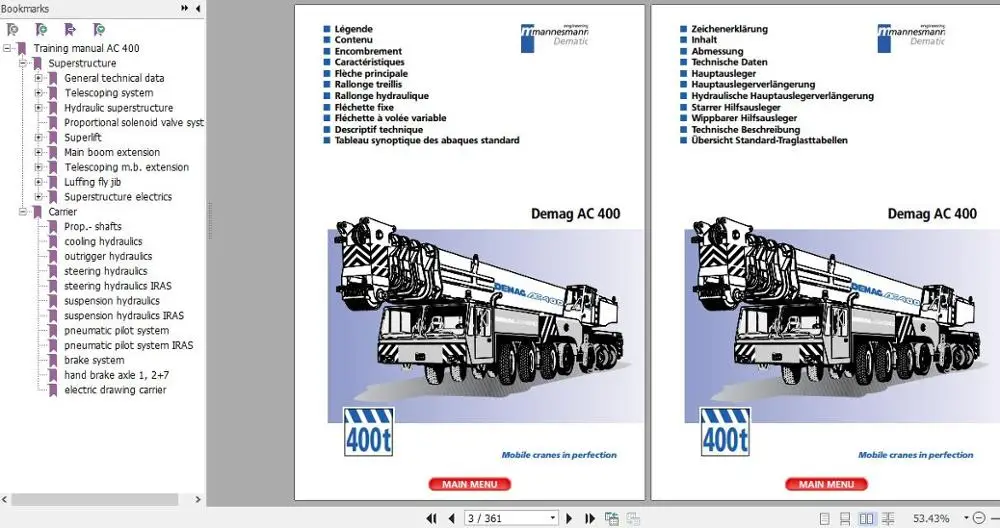 

For Terex Demag Crane Full Model Service Technical Training Manual, Diagram And Operation Manual