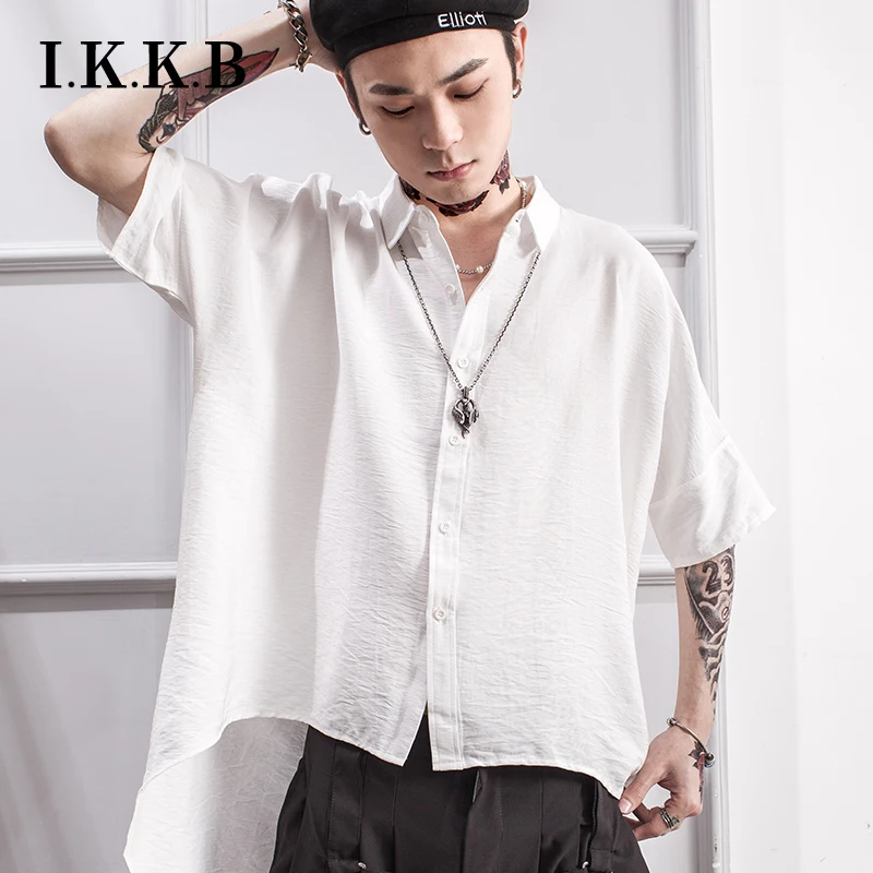 

Loose casual half-sleeve Shirt short-sleeve bat shirt before and after the summer long personality five-sleeve Fashion Boys