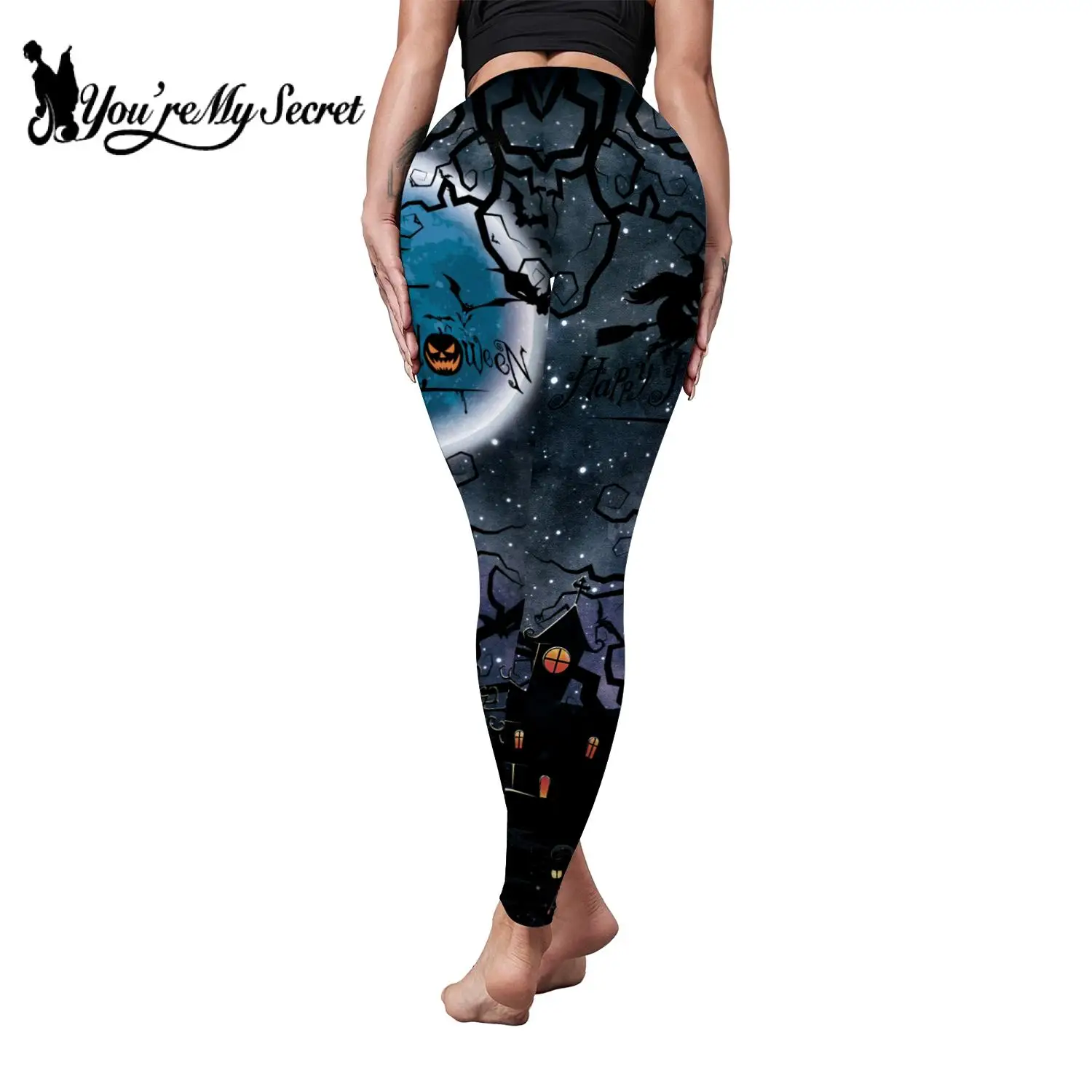 [You're My Secret]-mallas con estampado de Halloween para mujer, Leggings de cintura alta para Fitness, Leggings con estampado 3D, pantalones de entrenamiento nuevos