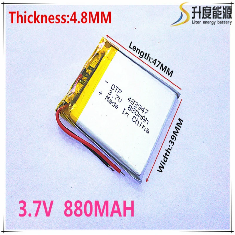 

Polymer battery 880 mah 3.7 V 483947 smart home MP3 speakers Li-ion for dvr,GPS,mp3,mp4,cell phone,speaker