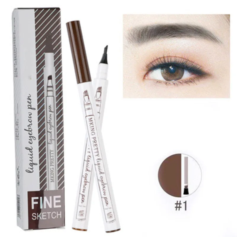 Microblading Tattoo Eyebrow Pencil 3D Liquid Eye brow Pen 4 Fork Tips Waterproof Natural Long Lasting EyeBrow Makeup TSLM1