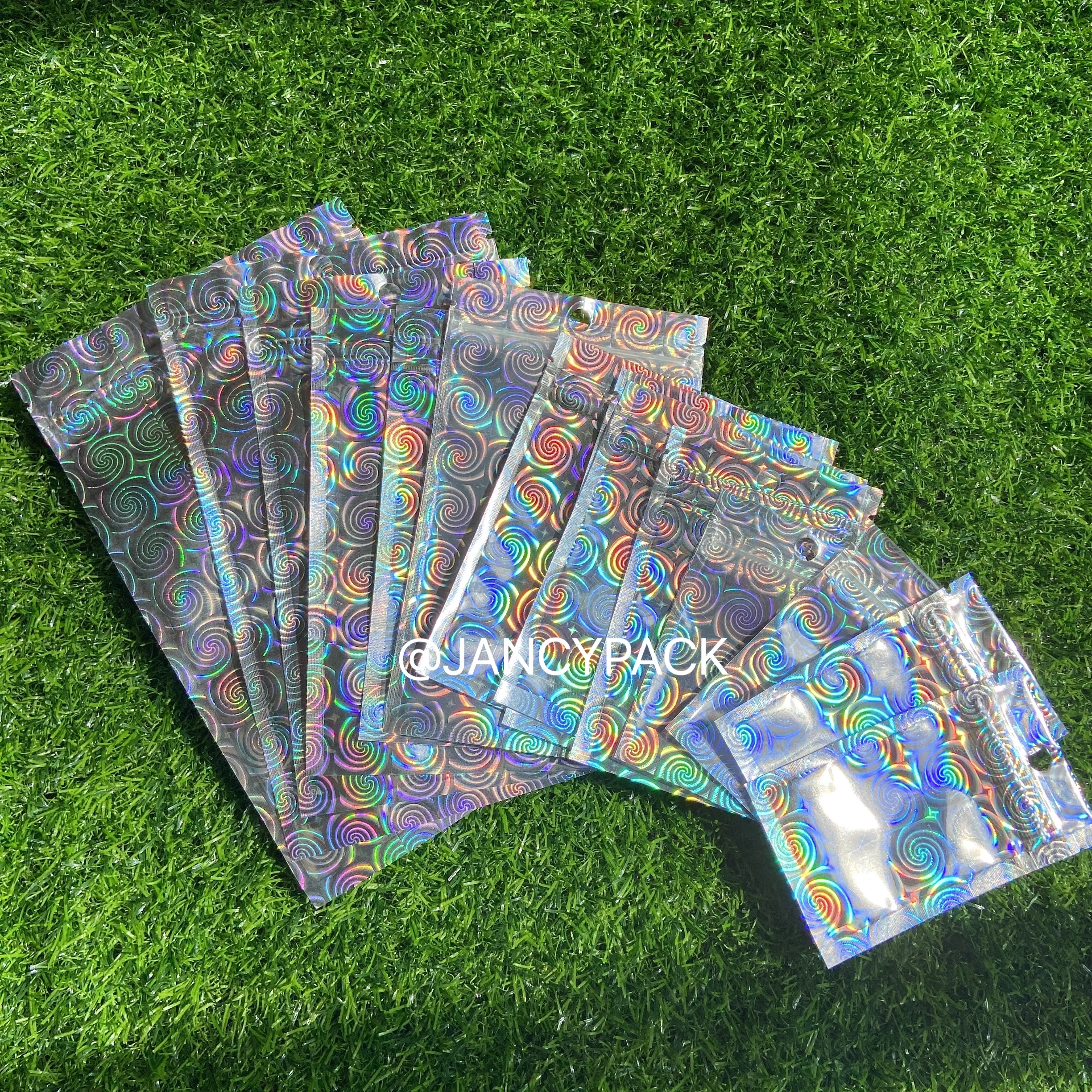 Laser Ziplock Bag Cosmetic Packaging Self Sealing Gift Clear Holographic Jewelry Thick Aluminum Foil Zip Lock Bags