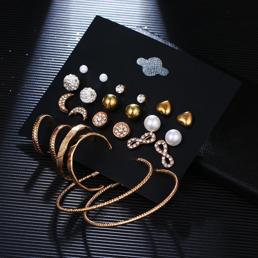 DAXI Boho Gold Color Pearl Stud Earrings For Women Trendy Bohemian Vintage Earring Korean Tassel Studs Earings Jewelry 2020 set