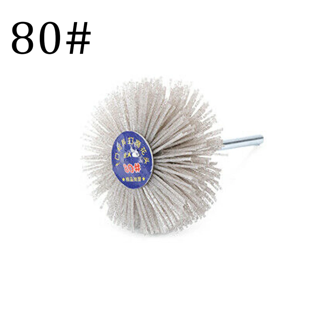Cepillo de alambre de rueda de nailon para pulir muebles, herramienta abrasiva de grano 80, 120, 180, 240, 320, 400, 600, 3"