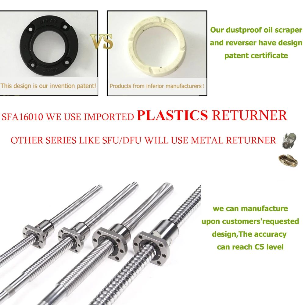 Imagem -03 - Parafuso de Esfera Cnc Usinado com Flange Extremidade Ballnut Modo de Processamento Personalizado para Impressora 3d c5 Sfa4020 Rm4020