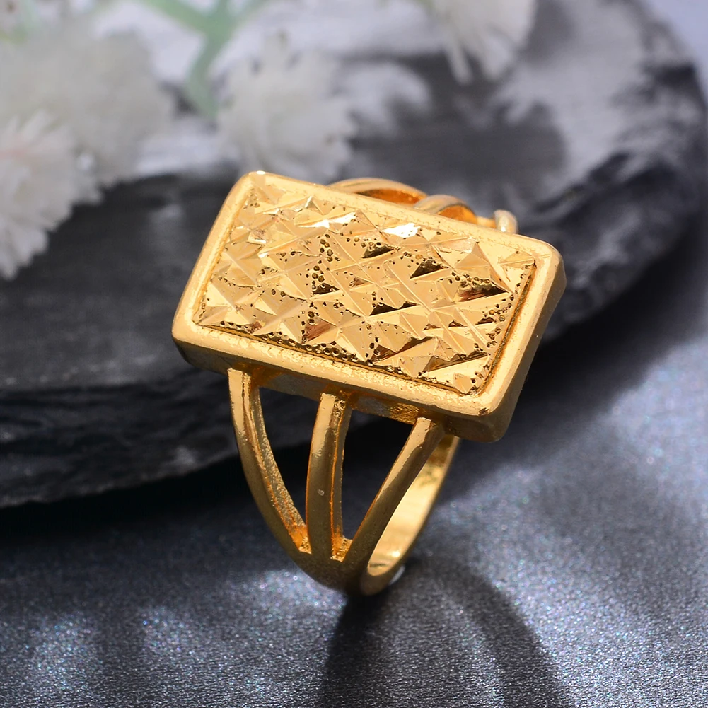 

Saudi Arabia Wedding Gold Color Rings For Women Dubai Bride Ethiopian Ring Africa Bangles Arab Jewelry