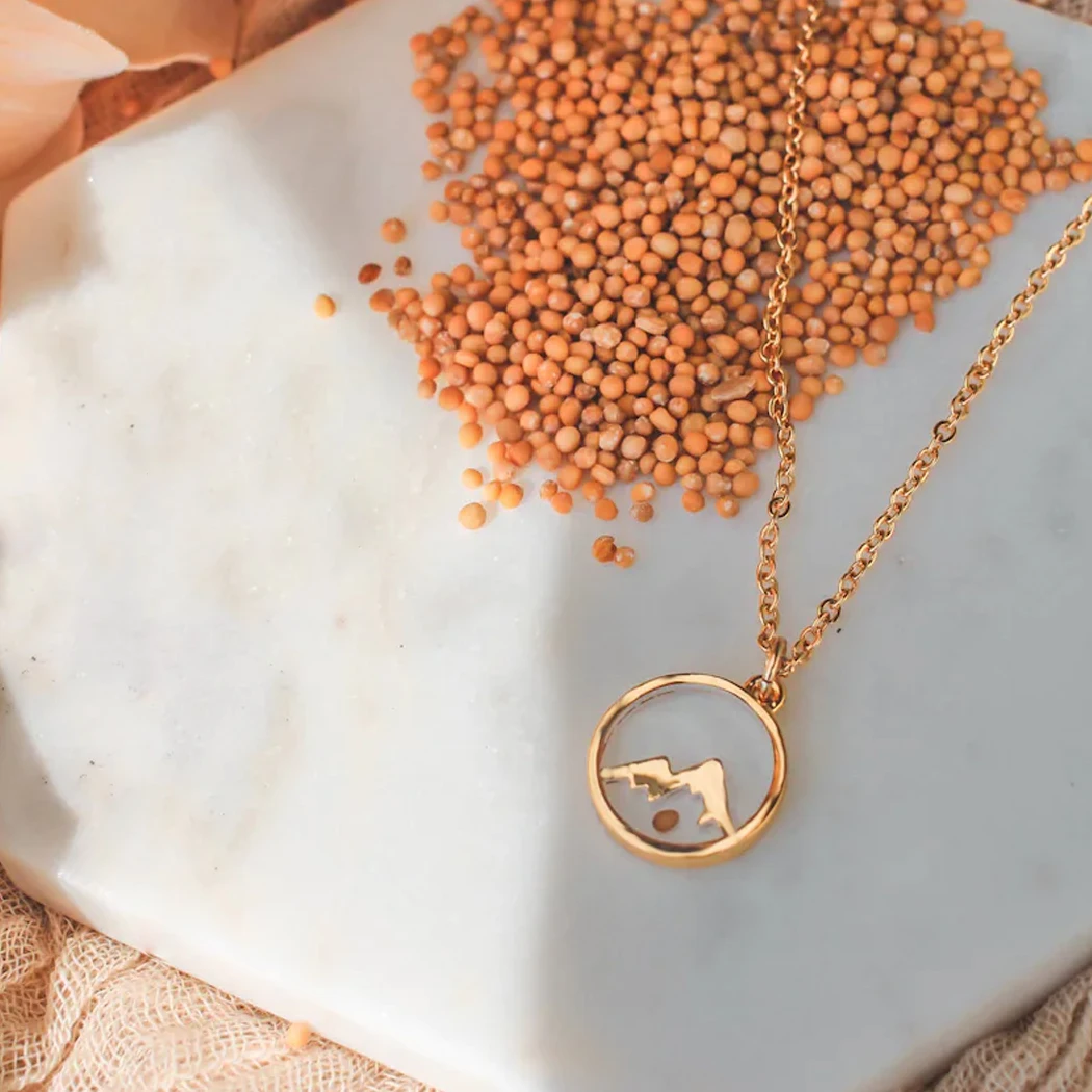 CHENGXUN Mustard Seed Necklace for Women Girls Hollow Move Mountains Shape Christian Dandelion Seeds Christian Lucky Jewelry