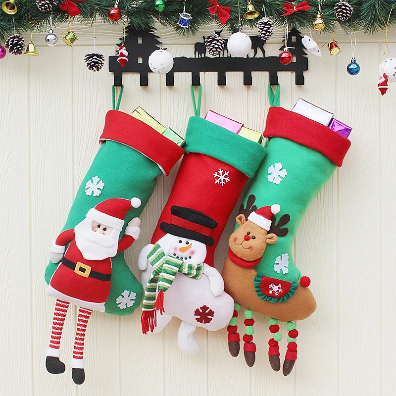 Christmas Stocking Gift Bag Cute Sock Kids Children's Girls Boys Thicken Print Cotton Newborn Baby Socks for Christmas Gifts