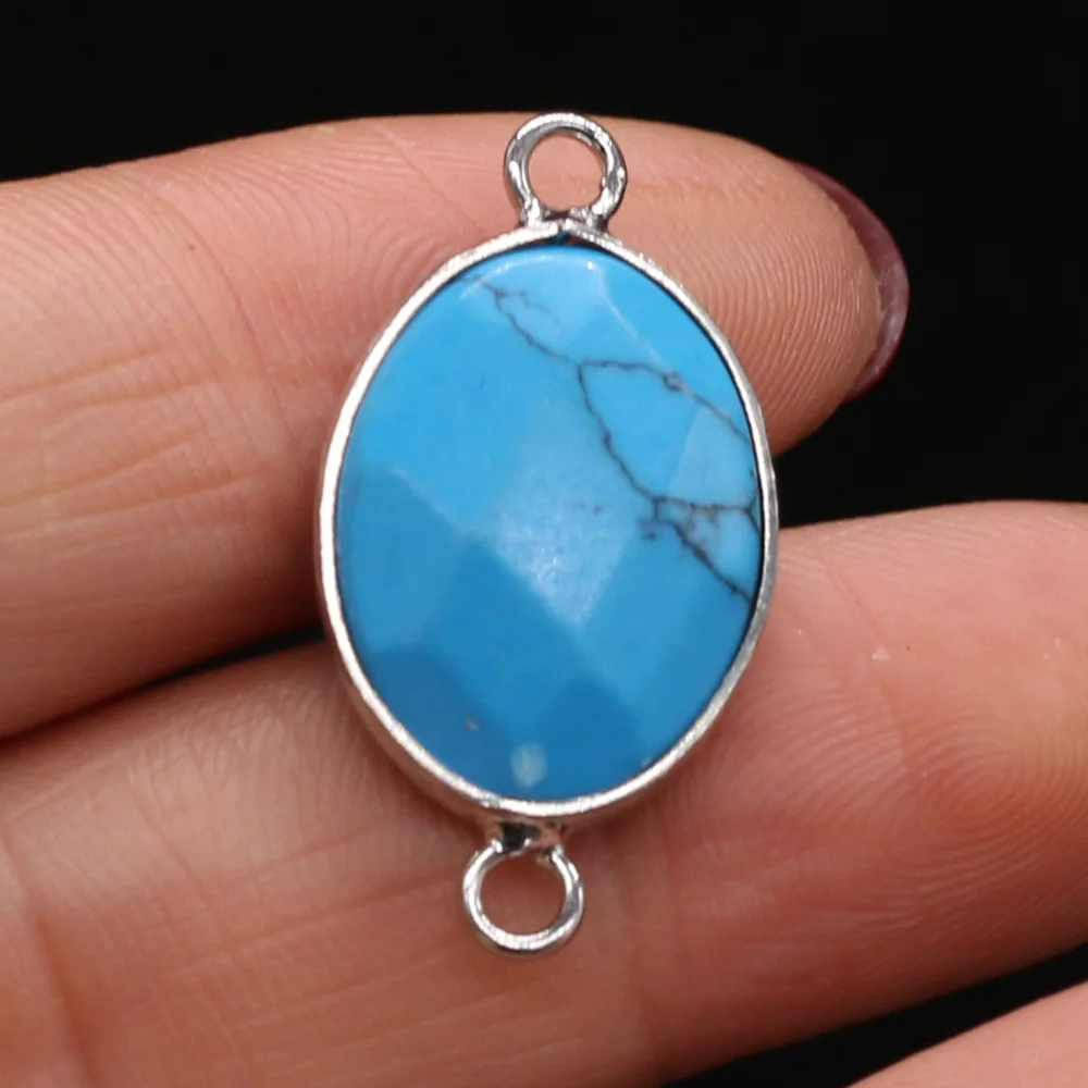 2PC Natural Stone Double Hole Connector Pendant Faceted Crystal Quartz Charms for Jewelry Making DIY Earring Bracelet Accessory