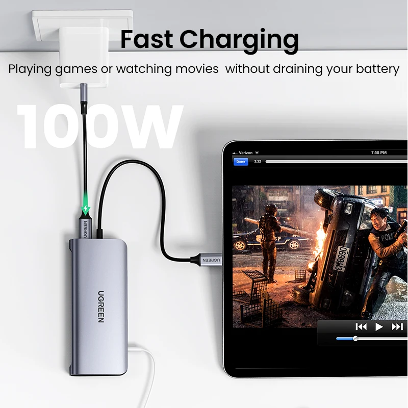 UGREEN HUB USB C 10 In 1 USB Type C To HDMI 4K USB 3.0 VGA PD 3.5Mm đầy Đủ Chức Năng Trung Tâm Cho MacBook/Pro/Air iPad Pro HUB USB C