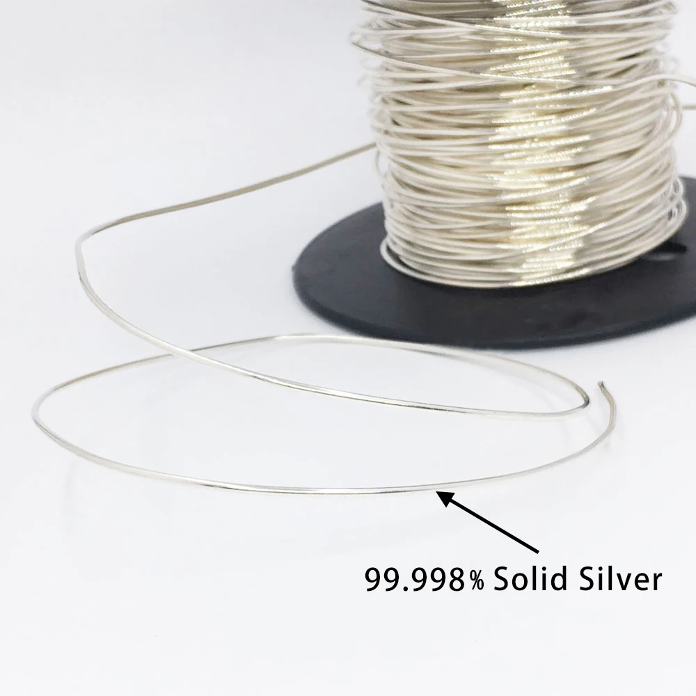 99.998% High Purity Solid Pure Silver Hifi Audio DIY Headphone Earphone Cable Signal Line Bare Wire 0.1mm-2.0mm