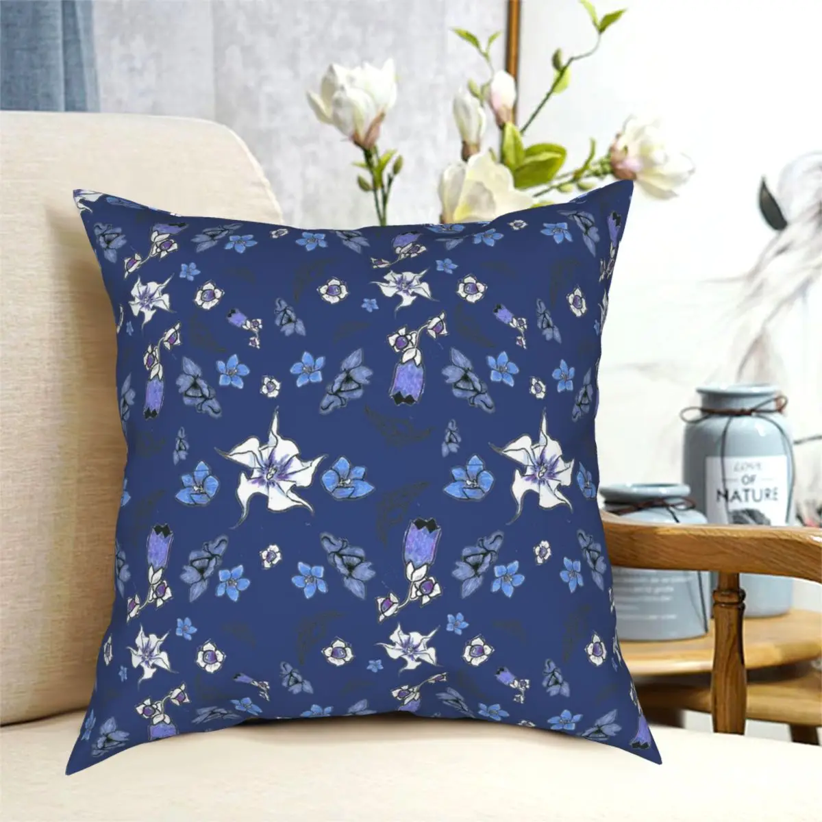 Poisonous Plants Square Pillowcase Polyester Pattern Zip Decorative Throw Pillow Case for Sofa Cushion Case