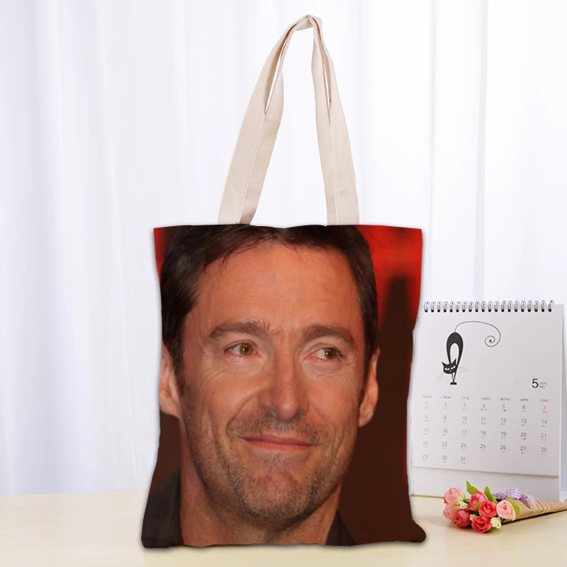 Borsa tote personalizzata Hugh Jackman Borse in tessuto di tela da donna Borse per la spesa riutilizzabili ecologiche Borsa a tracolla utile casual