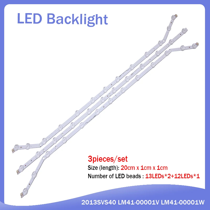 

New Kit 3pcs 12/13LED 76CM LED strip for Samsung UH40H6203AF 2013SVS40 LM41-00001V LM41-00001W BN96-28766A BN96-28767A