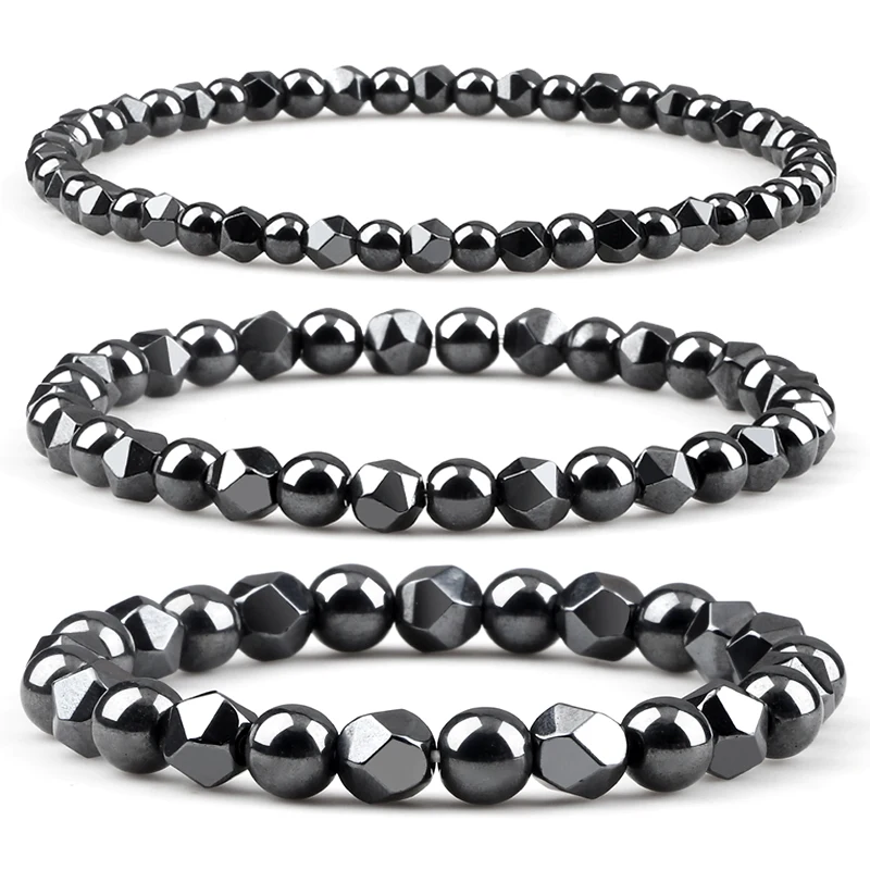 Trendy Handmade Men Bracelets 4mm/6mm/8mm No-magnetic Hematite Stone Beads Healing Bracelet for Women Lover Classic Yoga Jewelry