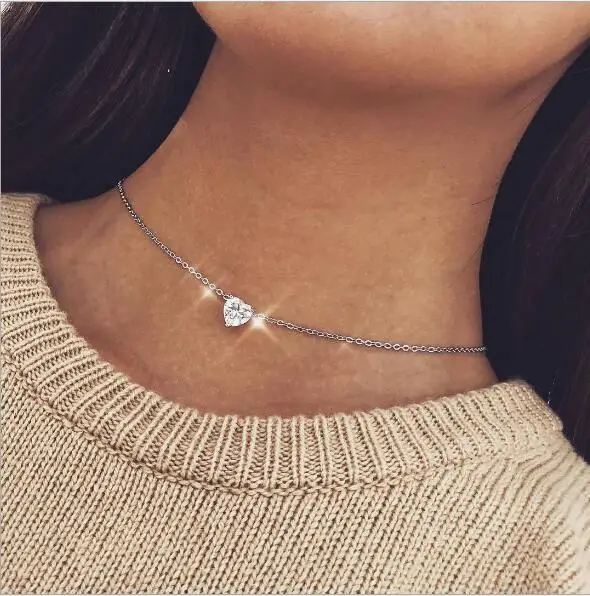 Aihua Heißer Verkauf Hohl Dreieck Herzen Mond Sterne Halsketten für Frauen Colliers Kette Halsketten Bijoux Collier Femme – Detail 14