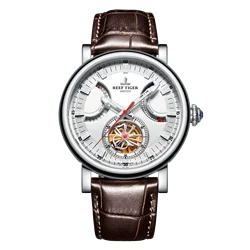 Reef Tiger Luxury Mens Watches,Automatic Watch For Men Mechanical Wristwatch Waterproof Sapphire Mirror Skeleton Power Reserve