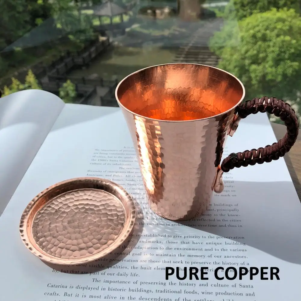 Handmade Pure Copper Mug with Handle, Moscow Mule Wine Cup, Drinkware, Water, Tea, Wine, Beer, Coffee, Copper Dishes