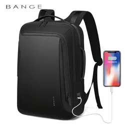 Bange-Mochila Laptop Masculina, mochila funcional com porta de carregamento USB, repelente de água, mochilas de viagem masculinas de 15,6