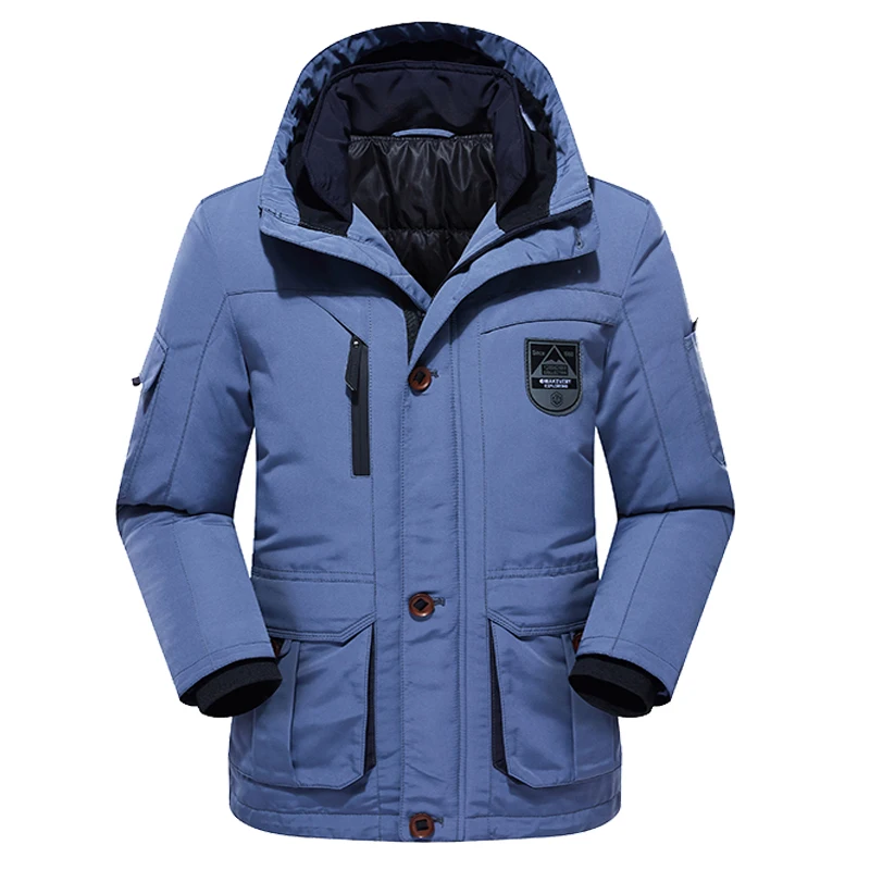 Chaqueta de plumón gruesa con forro polar para hombre, abrigo cálido para exteriores, Parka de nieve, rompevientos, Parkas cálidas con capucha para