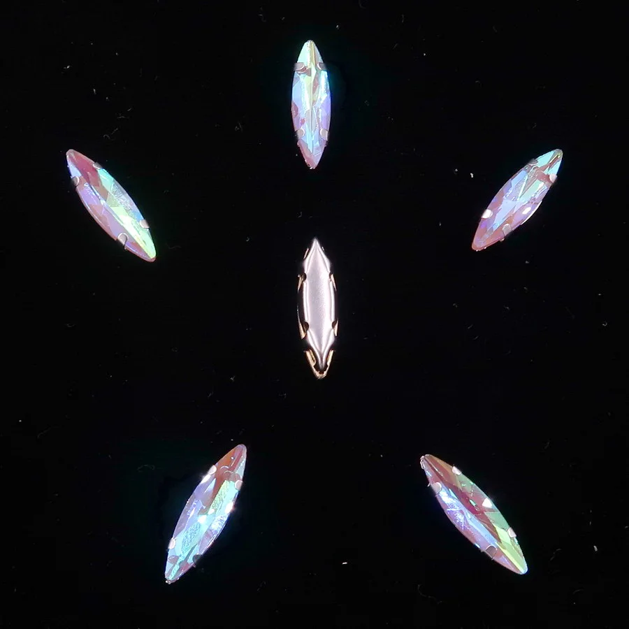 Pferdeaugenförmige Silber-Krallenfassungen, 50 Stück/Packung, 4*15mm, Jelly Candy Glas-Kristall, zum Aufnähen, Strassperlen, Kristalle, für Kleidung, DIY – Detail 12