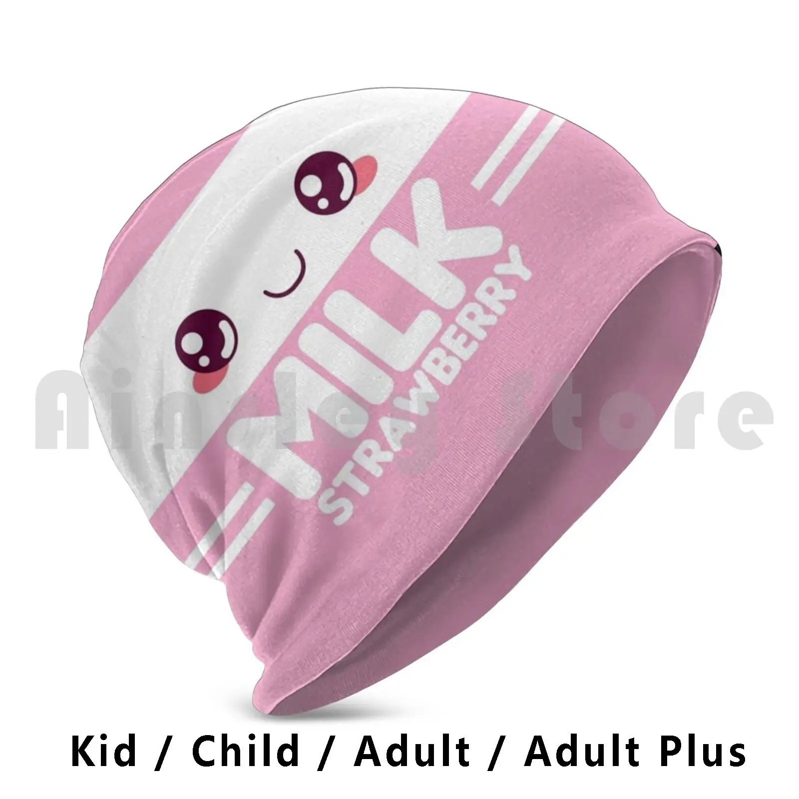 Strawberry Milk Carton Beanies Pullover Cap Comfortable Cute Kawaii Milk Cow Fresh Skimmed Full Semi Skimmed Liquid