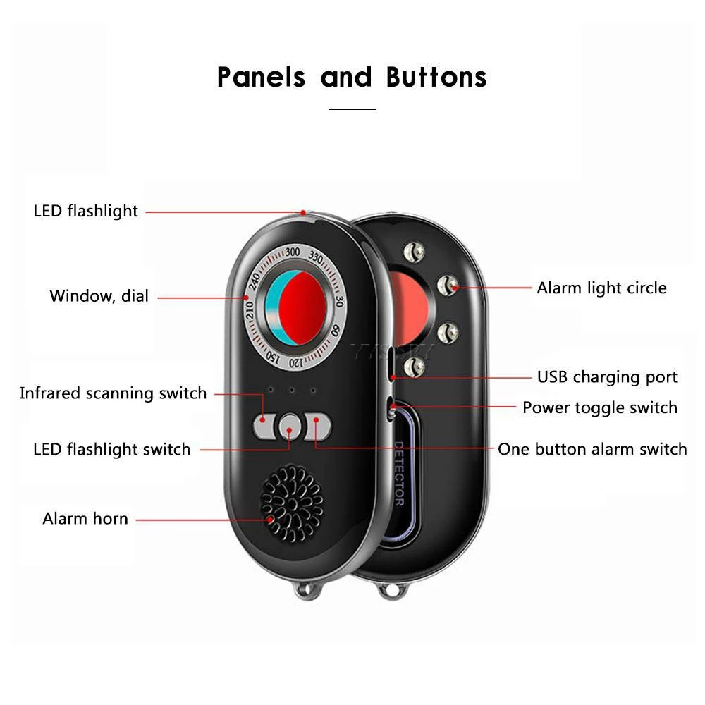 K98 Mini Signal Detector Portable Travel Anti Spy Camera Finder LED Anti Thief Candid Cam Hidden Lens Eavesdropping Bug Scanner