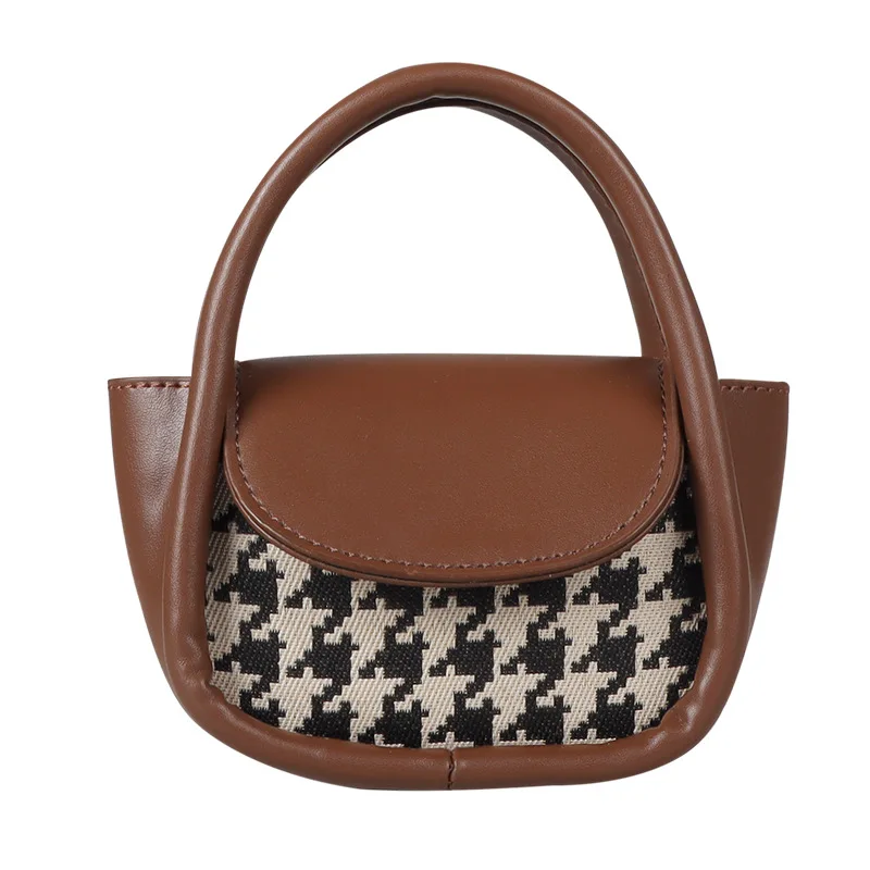 2022 New Arrival Children\'s Bag Retro Pu Style Shoulder Bag Girls Checkerboard Houndstooth Handbag