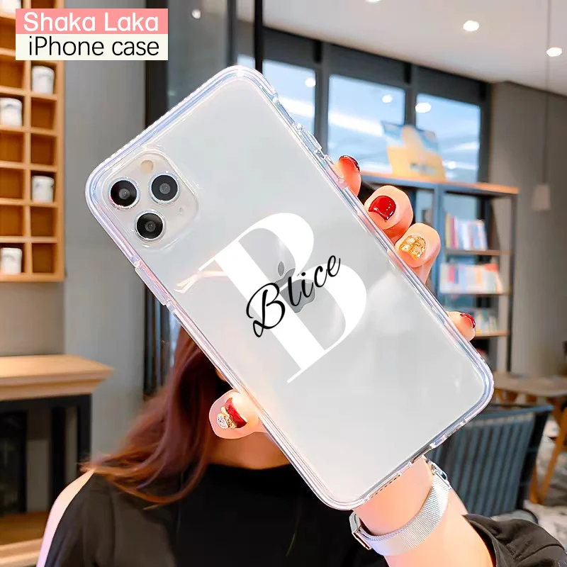 Letras DIY personalizadas para iPhone, Capa de silicone para meninas, Funda Case para iPhone 15, 14, 13 Pro Max, 12, 8 Plus, SE, 11 Pro, 2020