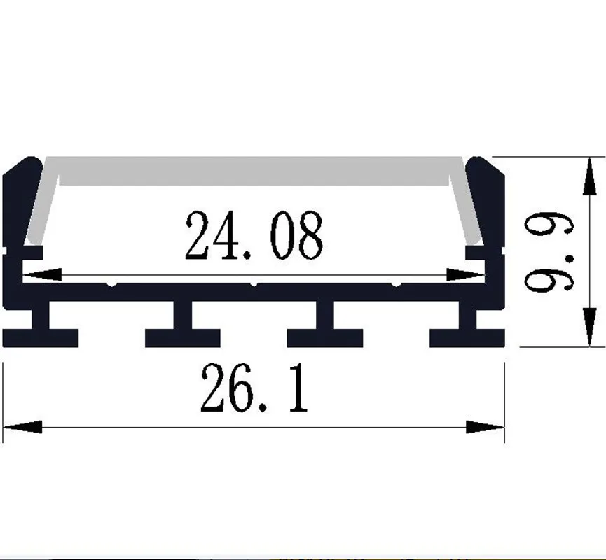 Imagem -06 - Prata Conduziu o Perfil de Alumínio para Tiras Conduzidas Luz 24 mm Conduziu o Canal de Alumínio do Perfil para a Tira Conduzida m Peças 6063-t5