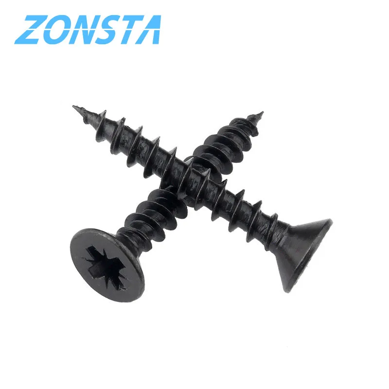 50pcs M1.2 M1.4 M1.7 M2 M2.3 M2.6 M3 M4 Black Cross countersunk head Self-tapping screw Flat Head Carbon steel Wood Screws