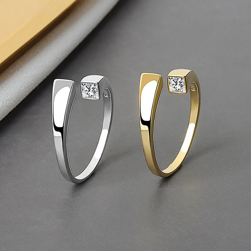 KOFSAC New 925 Sterling Silver Rings For Women Minimalist Interlace Open Ring Female Daily Wear Jewelry Lady Party Accessories