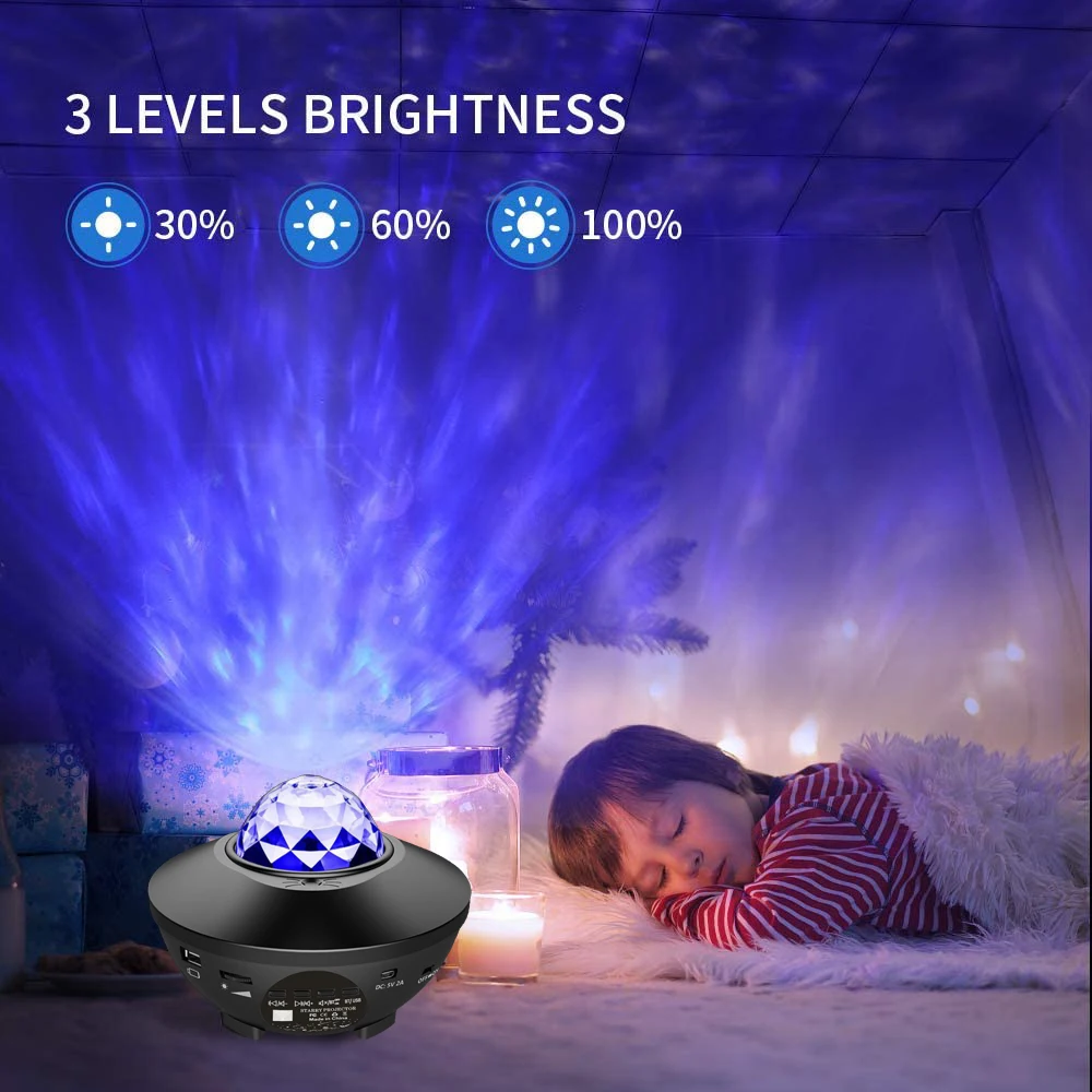 LED starry sky projection lamp USB bluetooth romantic dream rotating atmosphere light voice control ocean starry night light