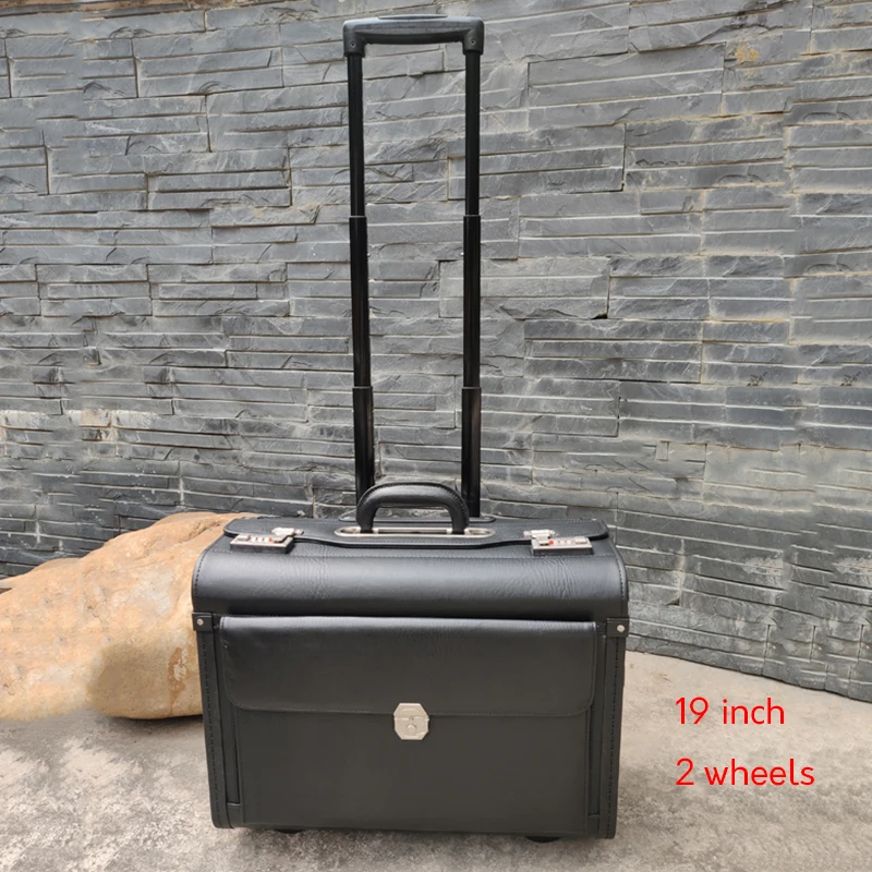 Flight attendant high-speed rail PU trolley suitcase Business Boarding   Captain travel rolling Luggage Lawyer Stewardess box