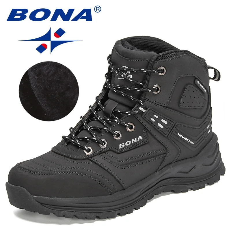 Bona 2022 Nieuwe Ontwerpers Actie Leer Pluche Super Warme Snowboots Mannen Sneakers Enkellaarsjes Man Hoge Top Winter Botas hombre