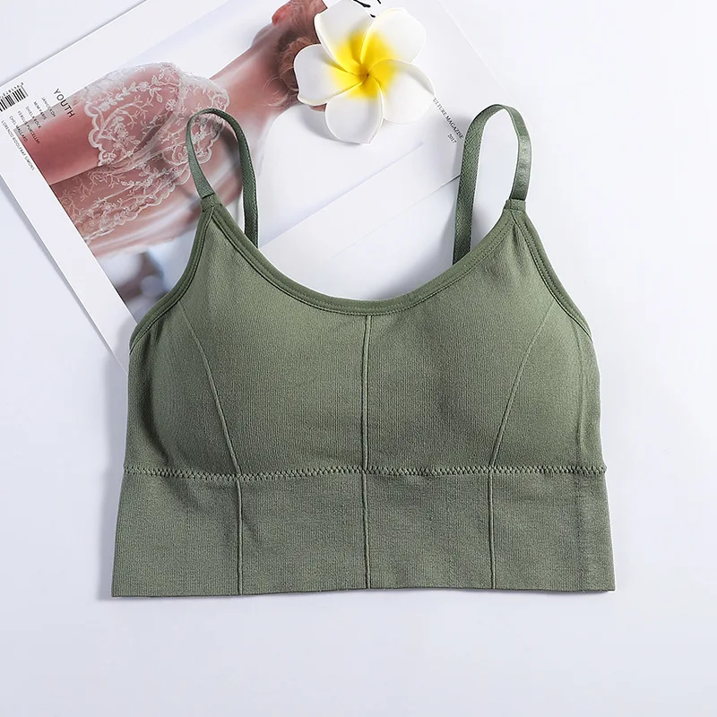 2021 Women\'s Cotton Underwear Tube Tops Fashion Solid Color Tank Up Female  Sports Underwear New Sling Top Female Sexy Lingerie