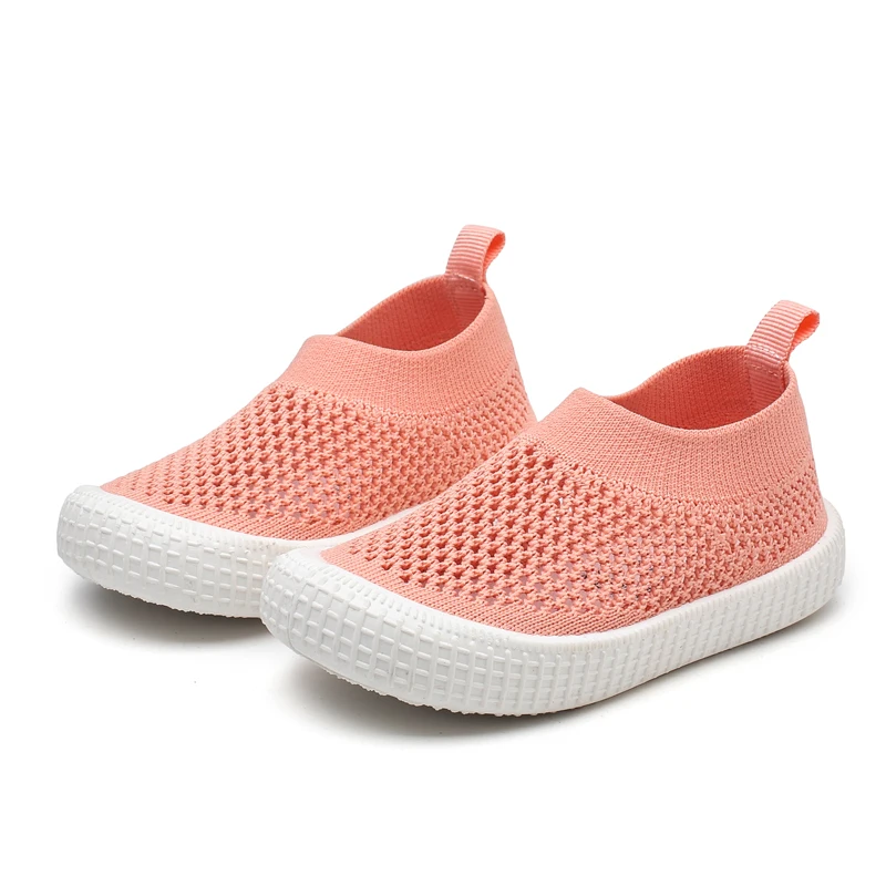 

girls baby mesh socks sneakers kids shoes breathable children boys low-top biscuit shoes solid color flying woven casual shoes