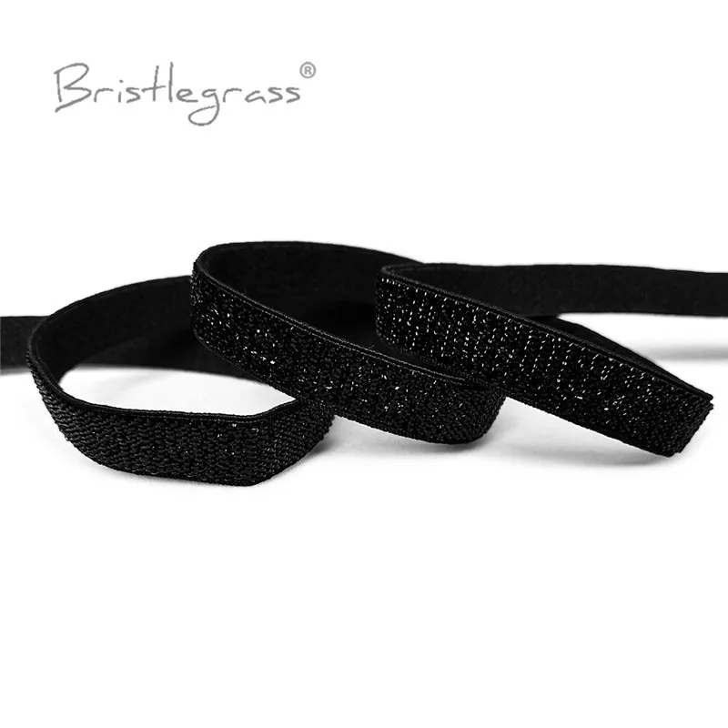 BRISTLEGRASS-Sangle de soutien-gorge élastique à paillettes métalliques, bande IQUE dex, sous-vêtements initiés, lingerie, robe, garniture de couture, 3/8 po, 10mm, 2 verges, 5 verges, 10 verges