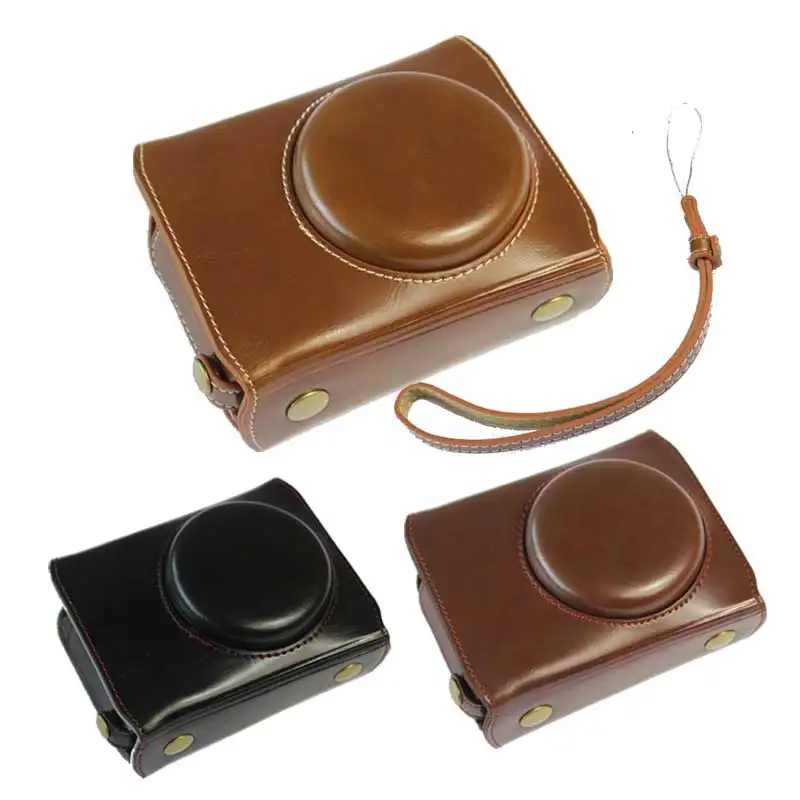 Wrist Strap Protective Cover Luxury PU Leather Camera Bag Case for Ricoh GRIII GR3 With Battery Opening