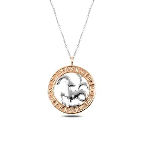 Silver Rose Capricorn Zodiac Pendant 925 Sterling Women Fine Jewelry Wedding Party Birthday Gift - Box - Pendant - Chain Choker - Female - Ladies - Fashion